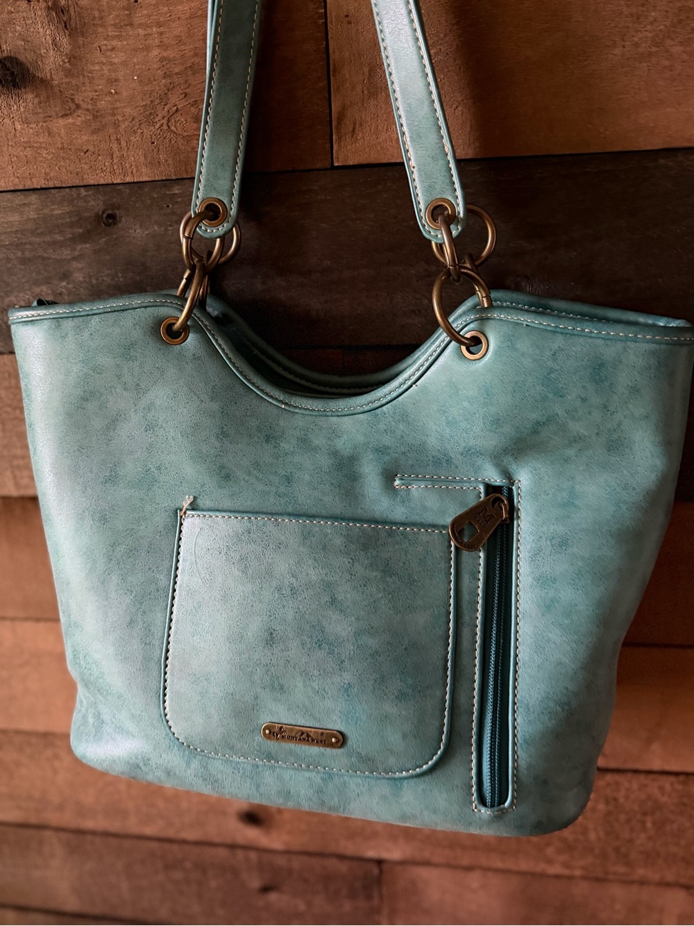 Montana West Turquoise Studded Western Tote Bag Boho Shoulder Purse - Picture 9 of 13